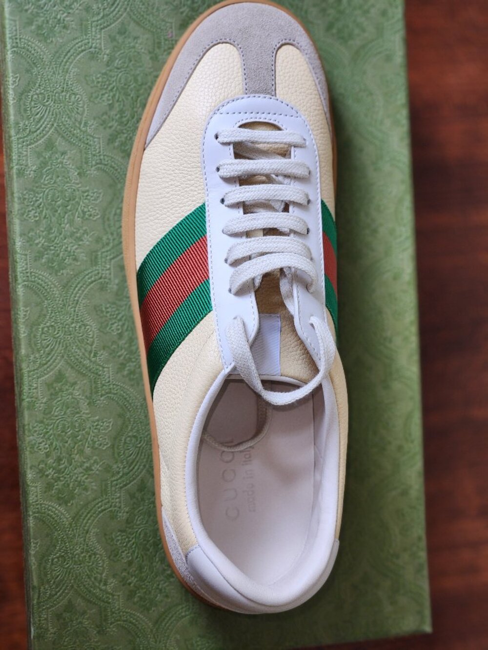 NIB Gucci G74 Web Low 'Oatmeal' sneakers G 9 US 9.5